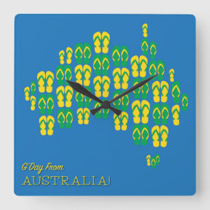 Map made of Aussie thongs Square Wall Clock