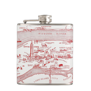MAP: MANHATTAN, c1935 Hip Flask
