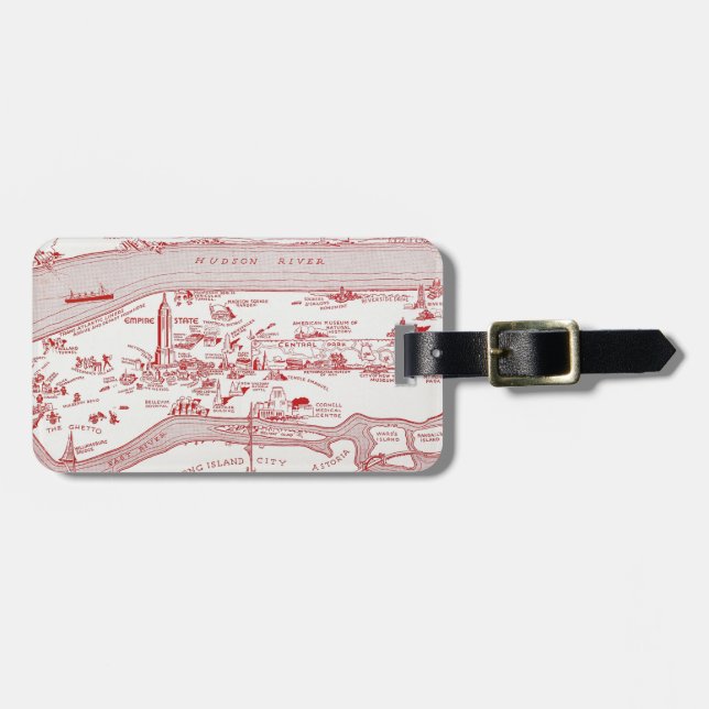 MAP: MANHATTAN, c1935 Luggage Tag (Front Horizontal)