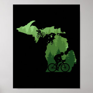 Map Michigan Mountain Bike Rider Mtb Biking Mounta Poster