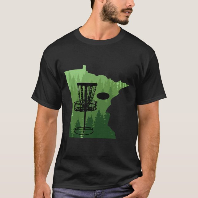 Map Minnesota Disc Golf Player Frisbees Disc Golfe T-Shirt (Front)