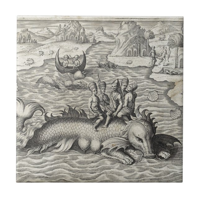 Map Monster/Sea Serpent Ceramic Tile (Front)