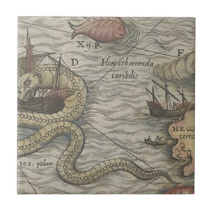Map Monster/Sea Serpent Ceramic Tile