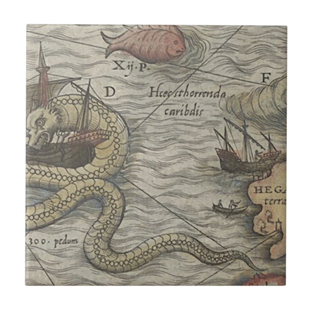 Map Monster/Sea Serpent Ceramic Tile (Front)