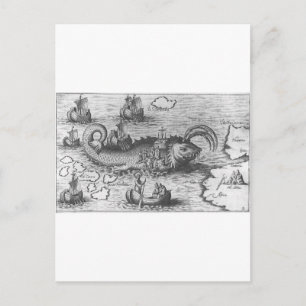 Map Monster/Sea Serpent Postcard