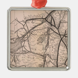 Map Montreal and Boston Air Line Metal Ornament