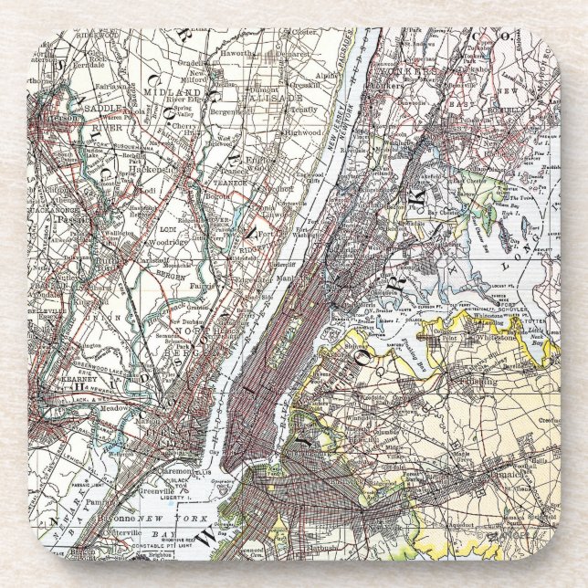 Map: New York Area, 1906 Coaster (Front)