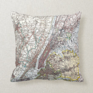Map: New York Area, 1906 Cushion