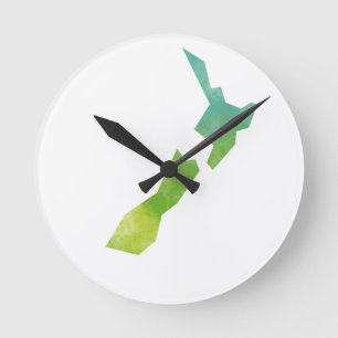 Map New Zealand Round Clock