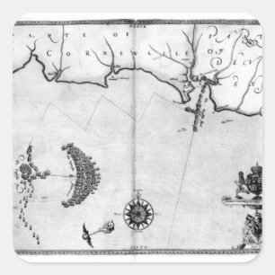 Map No.2 Showing the route of the Armada fleet Square Sticker