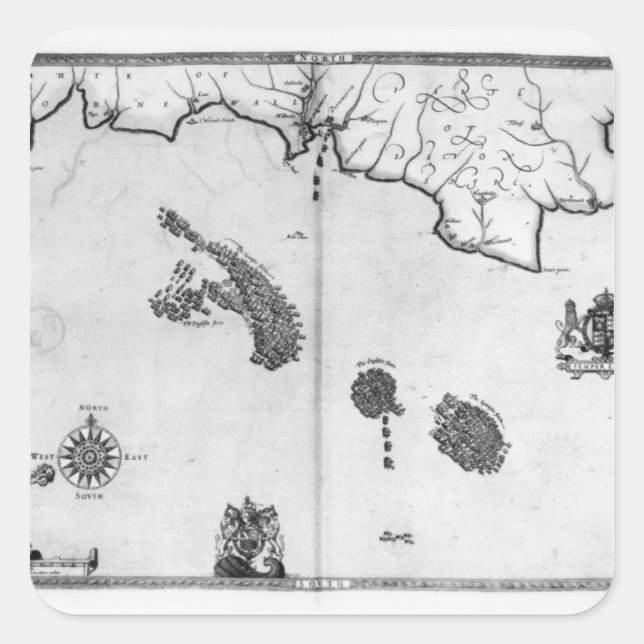Map No.3 Showing the route of the Armada fleet Square Sticker (Front)