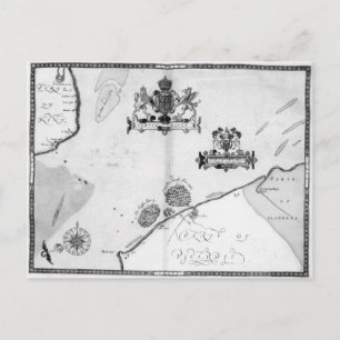 Map No.9 showing the route of the Armada fleet Postcard