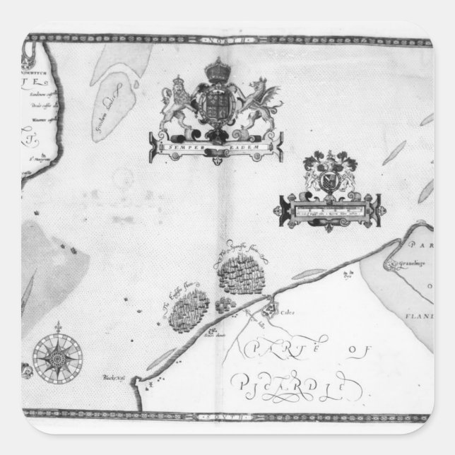 Map No.9 showing the route of the Armada fleet Square Sticker (Front)