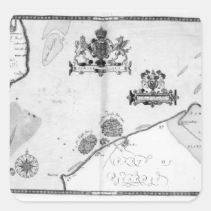 Map No.9 showing the route of the Armada fleet Square Sticker