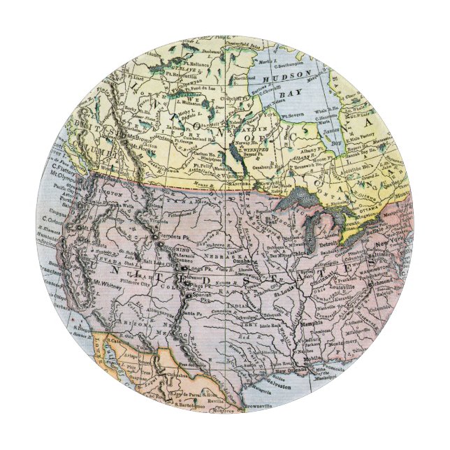 MAP: NORTH AMERICA, 1890 CUTTING BOARD (Front)