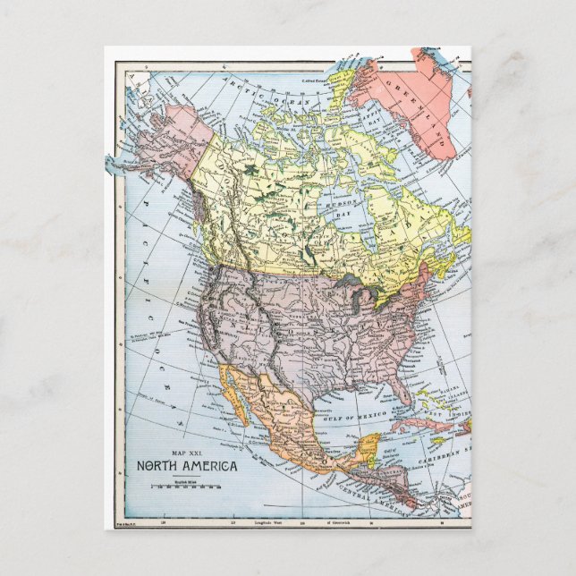 MAP: NORTH AMERICA, 1890 POSTCARD (Front)