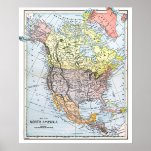 MAP: NORTH AMERICA, 1890 POSTER