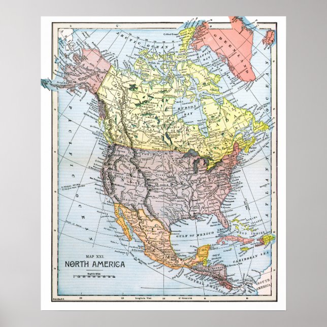 MAP: NORTH AMERICA, 1890 POSTER (Front)