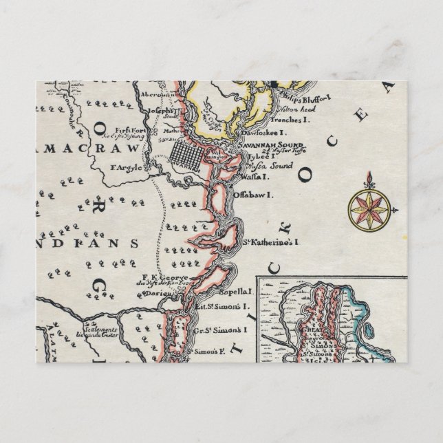 Map: North America, C1700 Postcard (Front)