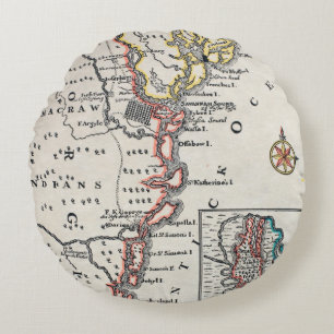 Map: North America, C1700 Round Cushion