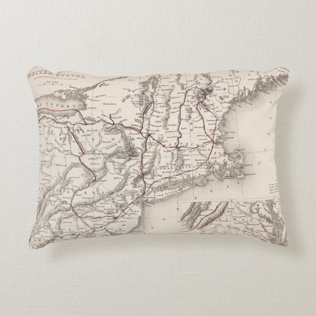 Map: Northeast USA Decorative Cushion (Front)