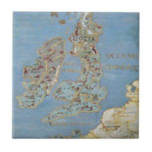 Map of 16th Century Britain & Northern France Ceramic Tile