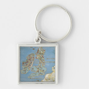 Map of 16th Century Britain & Northern France Key Ring