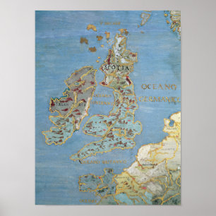 Map of 16th Century Britain & Northern France Poster