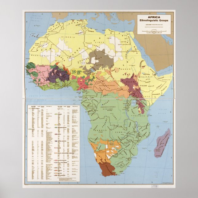 Map of Africa, Ethnolinguistic Groups (1970) Poster (Front)