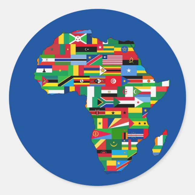 Map Of Africa Flags Each Country Classic Round Sticker (Front)