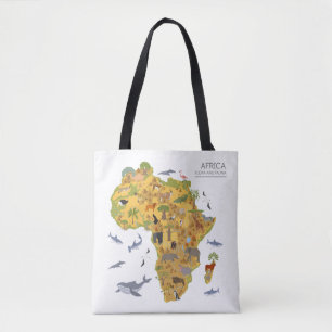 Map of Africa Flora & Fauna Tote Bag