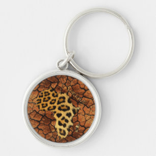 Map of AFRICA Parched Earth Leopard Fur Series Key Ring