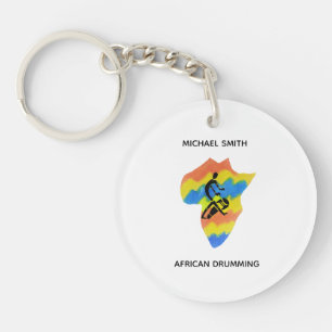 Map of Africa Shape and African Drumming Key Ring