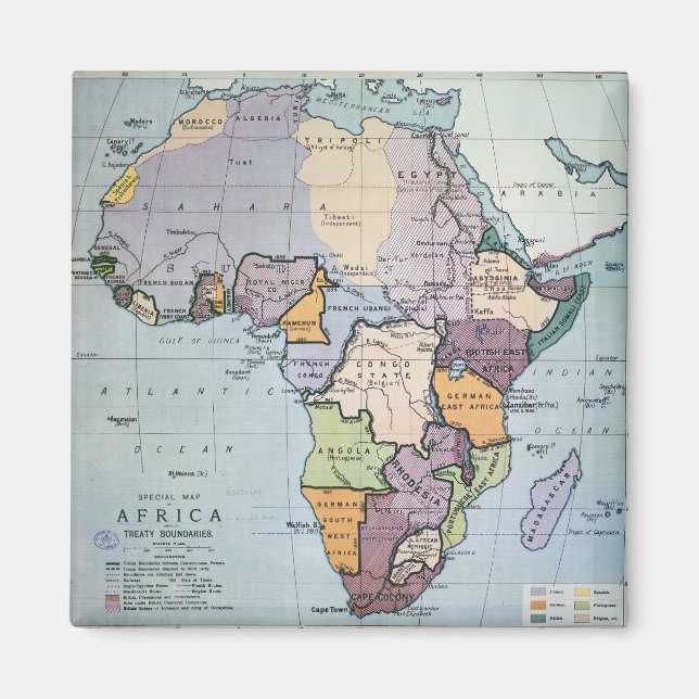 Map of Africa showing Treaty Boundaries, 1891 Magnet (Front)