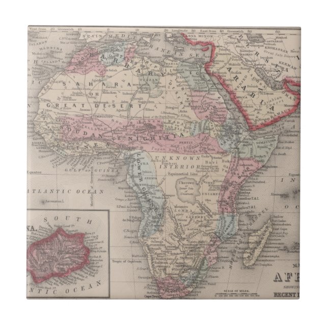 Map of Africa with St Helena Ceramic Tile (Front)