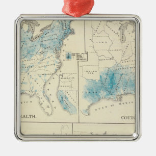 Map of Agriculture and wealth by colours Metal Ornament
