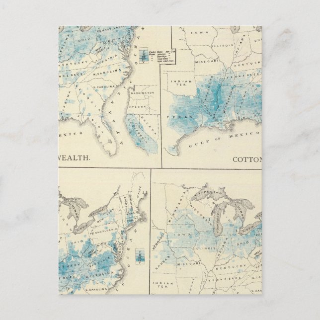 Map of Agriculture and wealth by colours Postcard (Front)