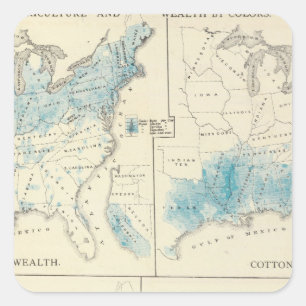 Map of Agriculture and wealth by colours Square Sticker
