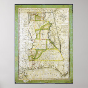 Map of Alabama by John Melish (circa 1818-1820) Poster
