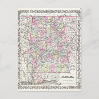 Map of Alabama Postcard