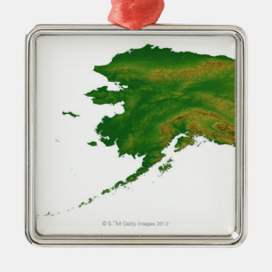 Map of Alaska 2 Metal Tree Decoration