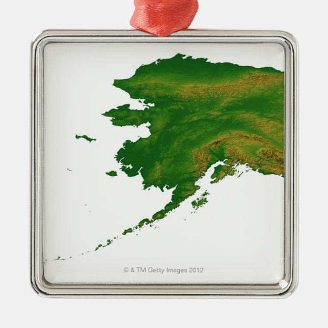Map of Alaska 2 Metal Tree Decoration (Front)