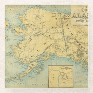 Map Of Alaska Glass Coaster