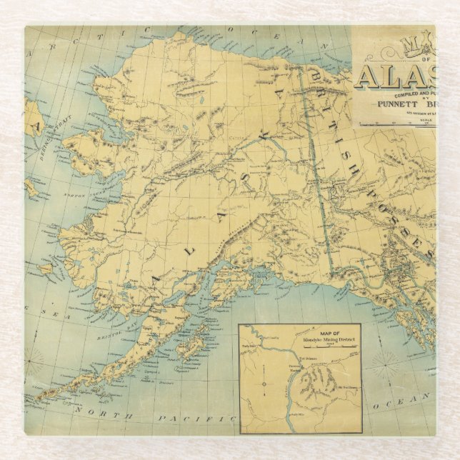 Map Of Alaska Glass Coaster (Front)