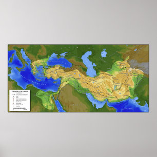 Map of Alexander the Great Empire 334-328 B.C. Poster
