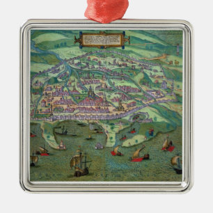 Map of Alexandria, from 'Civitates Orbis Terrarum' Metal Tree Decoration