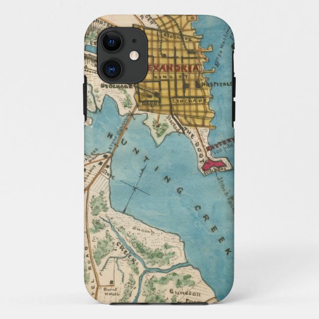 Map of Alexandria VA and Neighbouring Cities Case-Mate iPhone Case (Back)