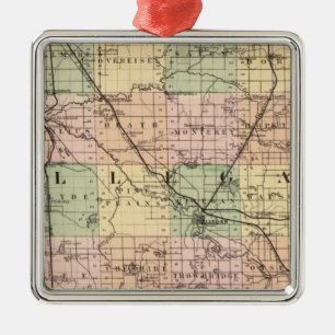 Map of Allegan County, Michigan Metal Ornament