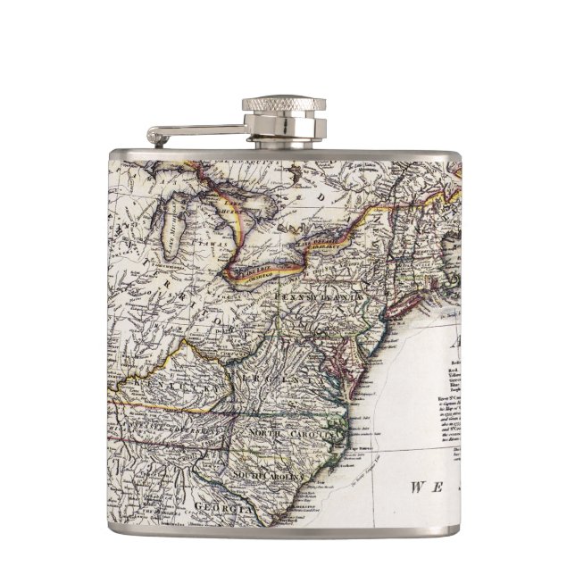 MAP OF AMERICA, 1809 HIP FLASK (Front)