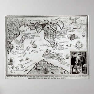 Map of America and directions to China Poster